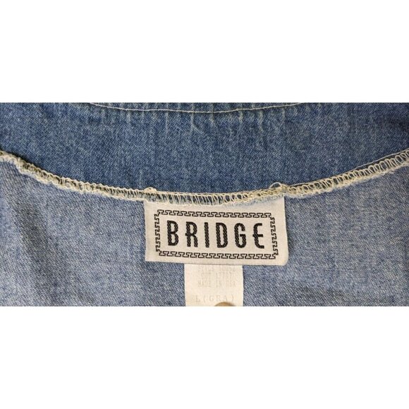 VINTAGE 90s WOMEN'S DENIM VEST - APPLIQUE - BRIDGE - SIZE L - Picture 5 of 7